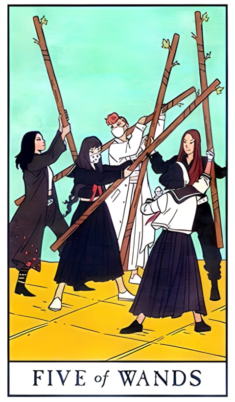 Пятёрка жезлов — Таро Современной ведьмы