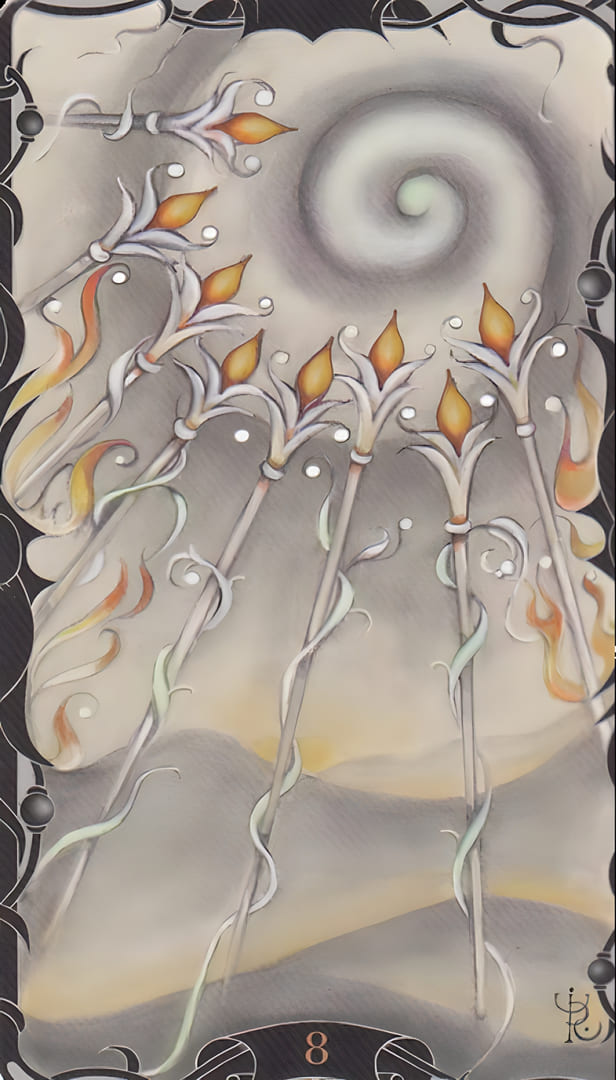 Восьмёрка жезлов — Таро Заколдованного Сада