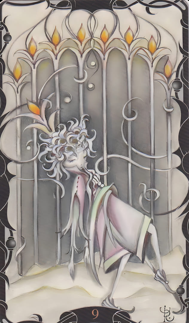 Девятка жезлов — Таро Заколдованного Сада