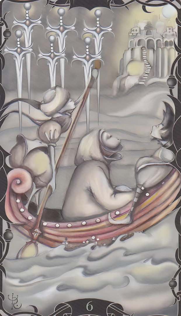 Шестёрка мечей — Таро Заколдованного Сада