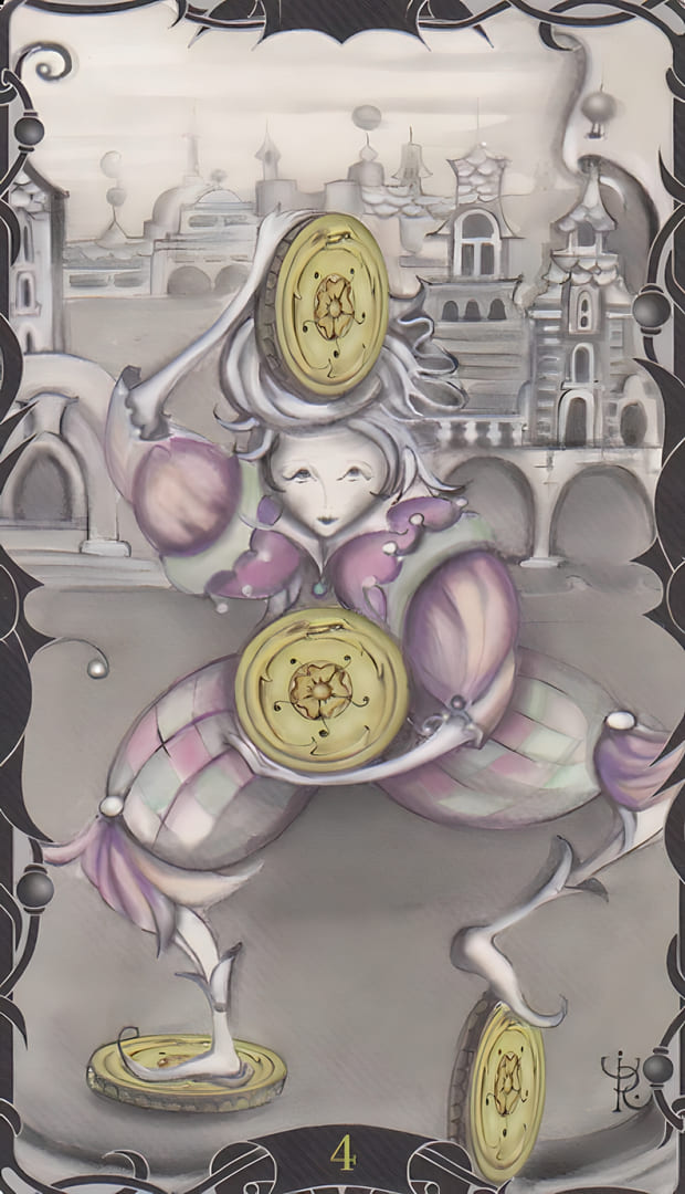 Четверка пентаклей — Таро Заколдованного Сада