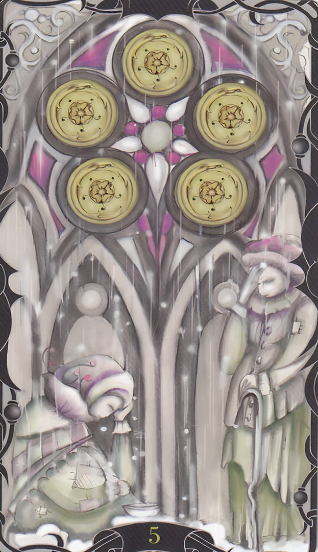 Пятёрка пентаклей — Таро Заколдованного Сада