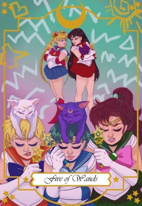 Пятёрка жезлов — Moonlight Senshi Tarot