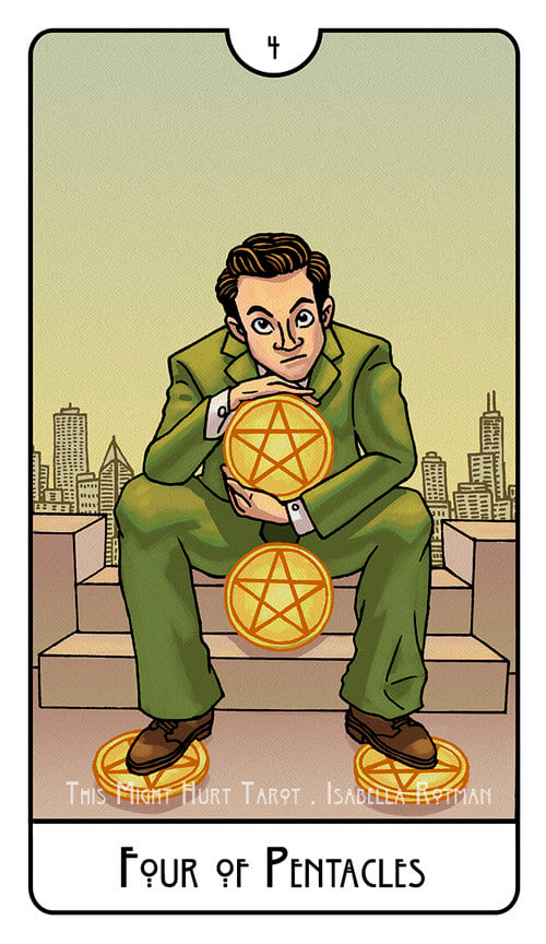 Четверка пентаклей — This Might Hurt Tarot