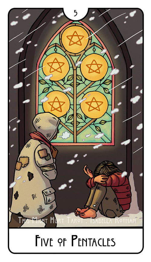 Пятёрка пентаклей — This Might Hurt Tarot