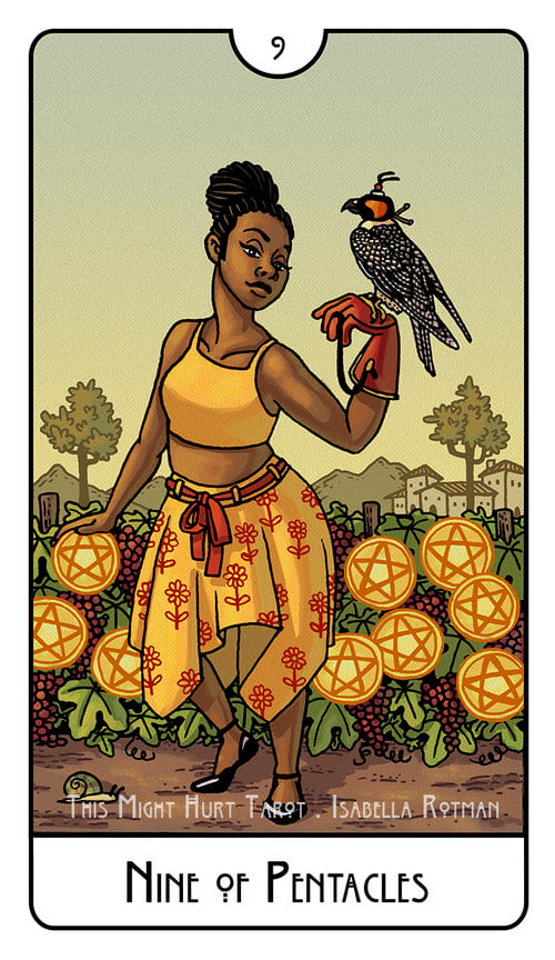 Девятка пентаклей — This Might Hurt Tarot