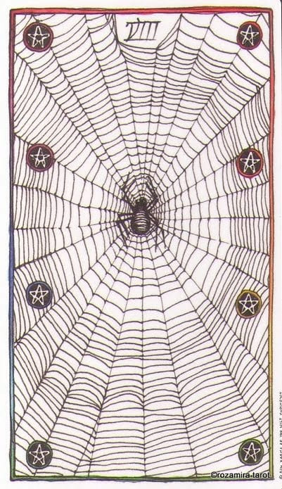 Восьмёрка пентаклей — Дикое Неизвестное Таро