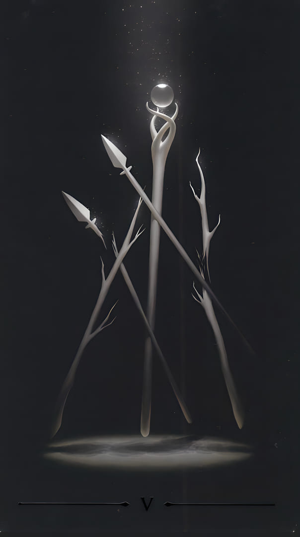 Пятёрка жезлов — Настоящее Черное Таро