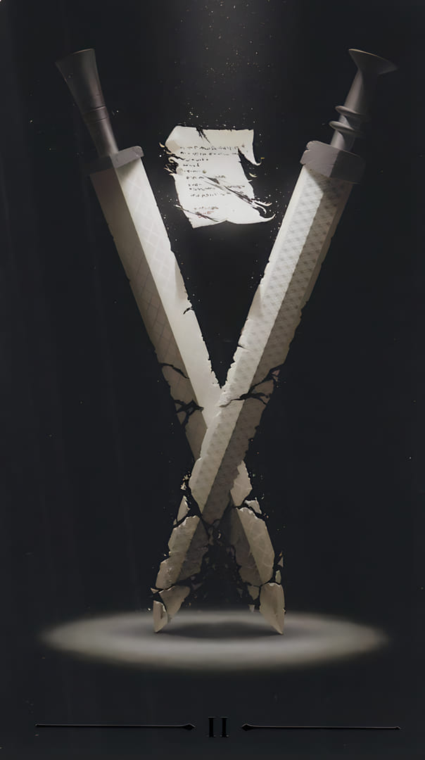 Двойка мечей — Настоящее Черное Таро