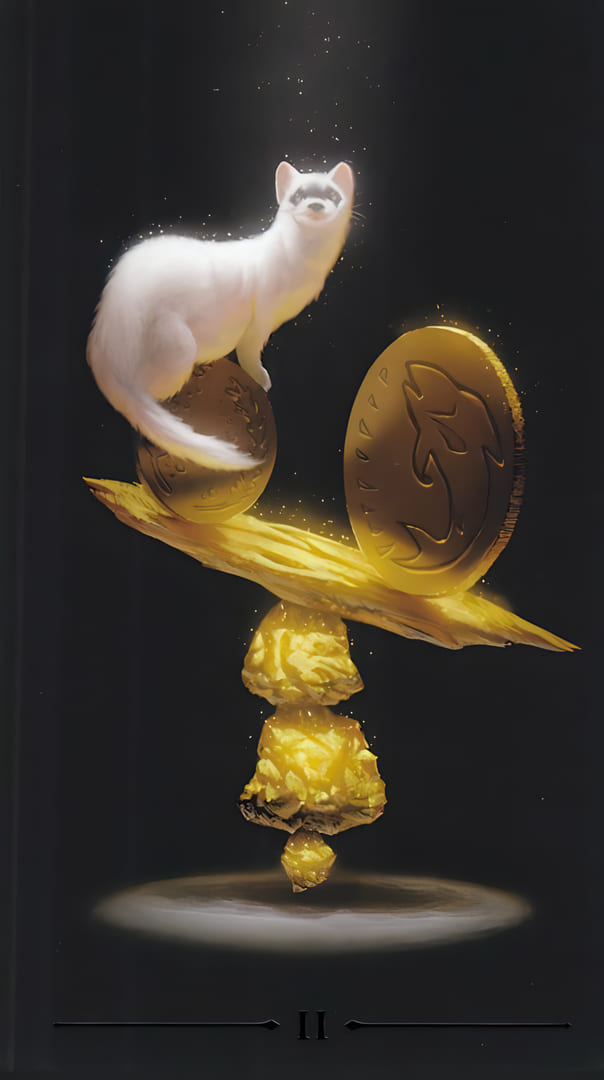 Двойка пентаклей — Настоящее Черное Таро