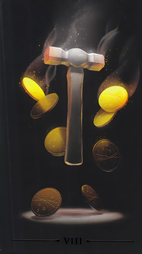 Восьмёрка пентаклей — Настоящее Черное Таро