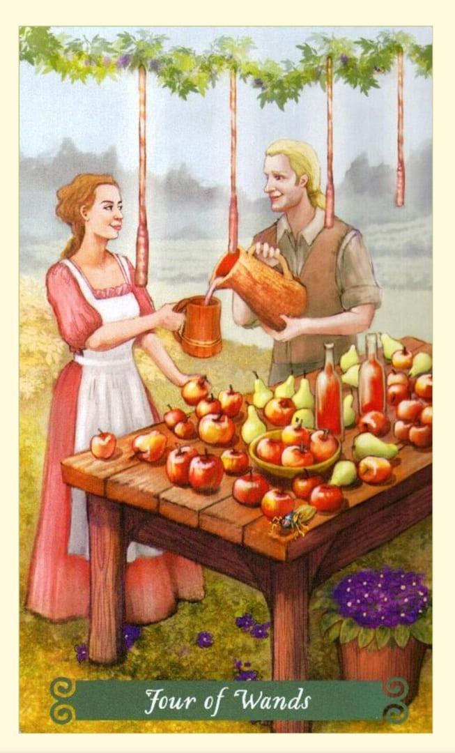 Четверка жезлов — Таро Зелёной Ведьмы