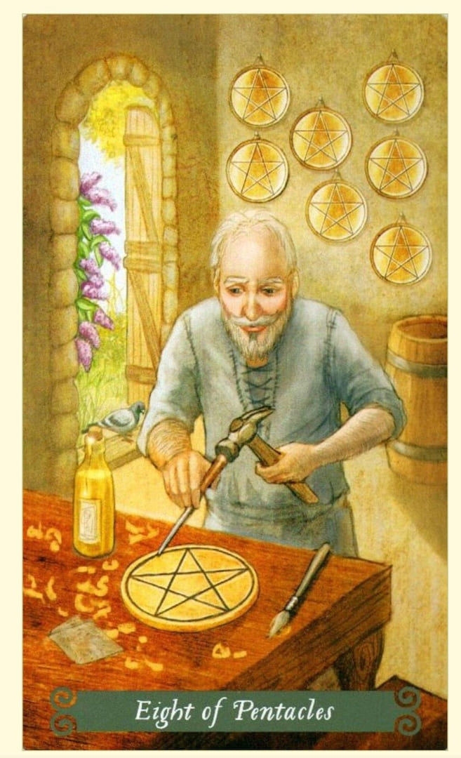 Восьмёрка пентаклей — Таро Зелёной Ведьмы