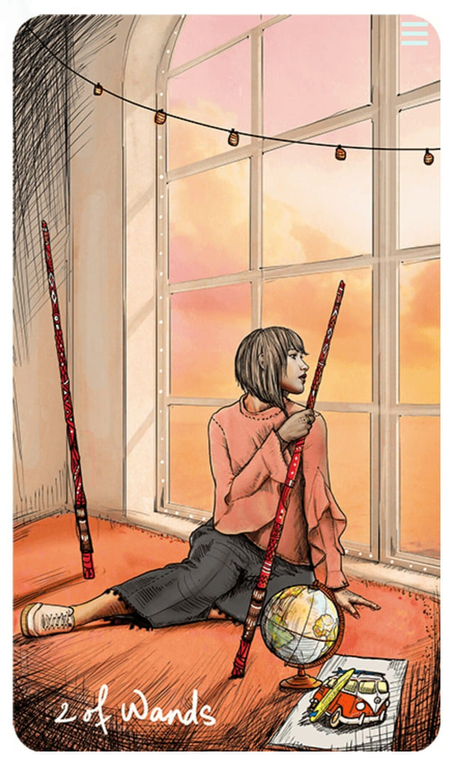 Двойка жезлов — Таро Светлого провидца