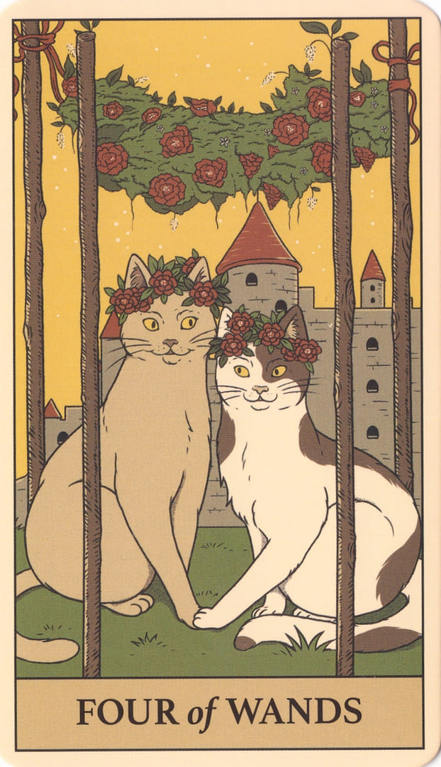 Четверка жезлов — Cats Rule the Earth Tarot
