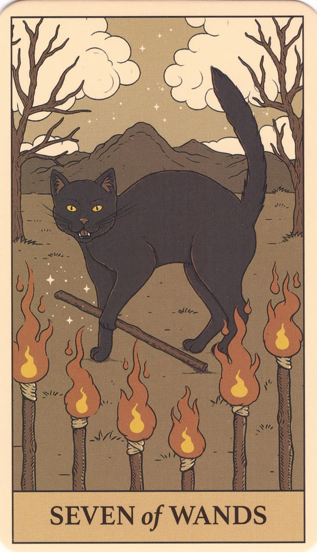 Семёрка жезлов — Cats Rule the Earth Tarot