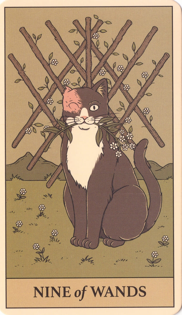 Девятка жезлов — Cats Rule the Earth Tarot