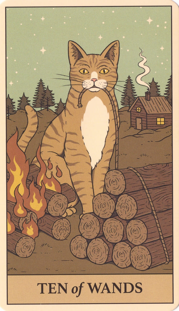 Десятка жезлов — Cats Rule the Earth Tarot