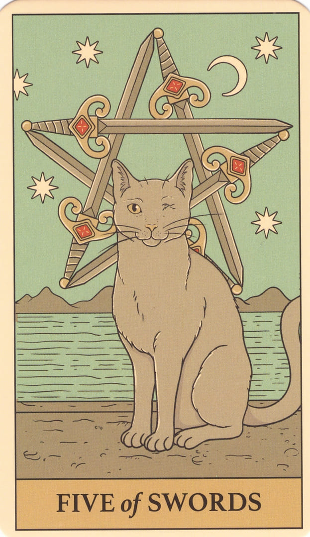 Пятёрка мечей — Cats Rule the Earth Tarot