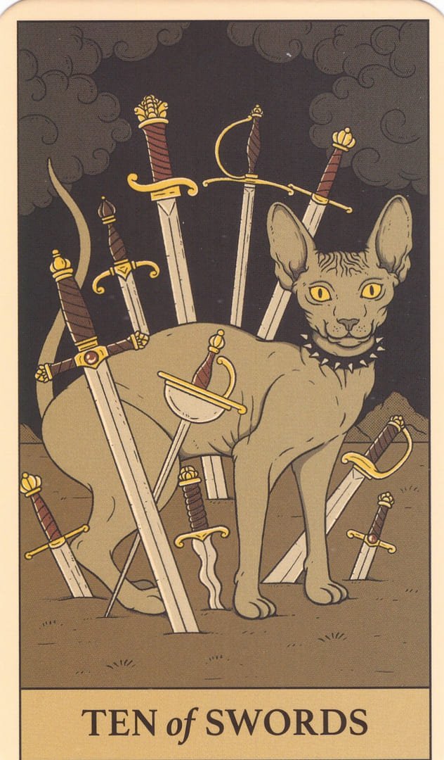 Десятка мечей — Cats Rule the Earth Tarot