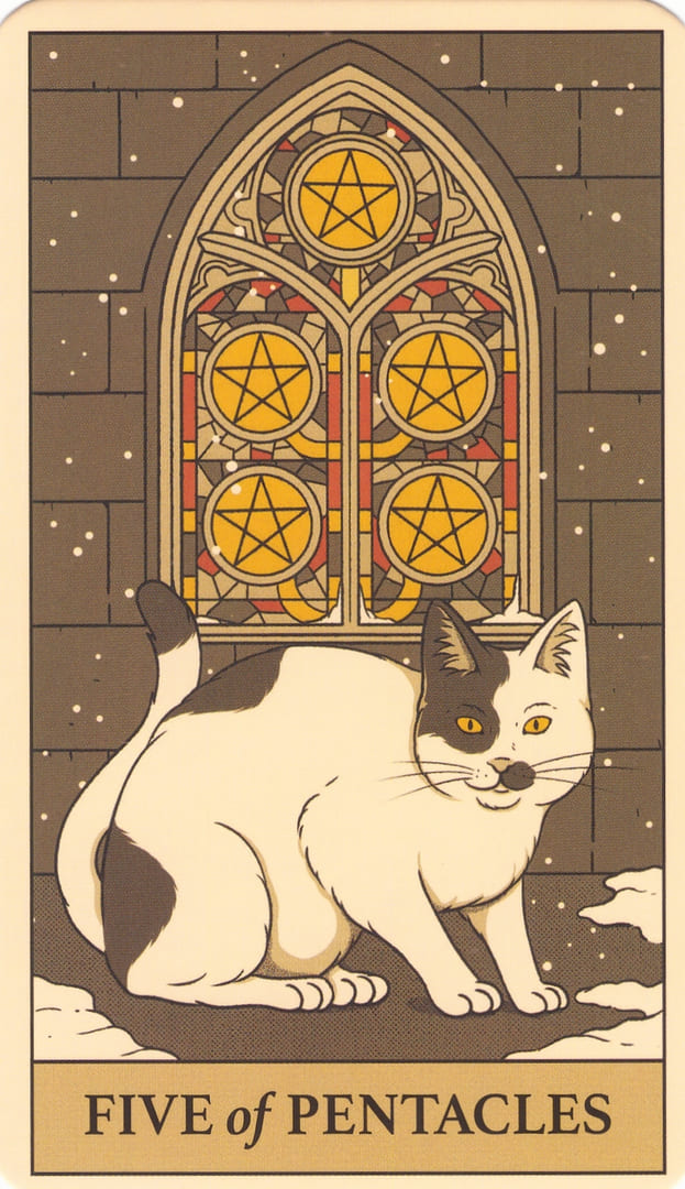 Пятёрка пентаклей — Cats Rule the Earth Tarot