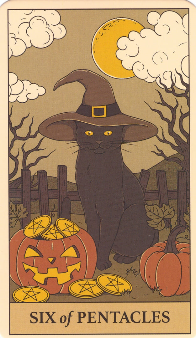 Шестёрка пентаклей — Cats Rule the Earth Tarot