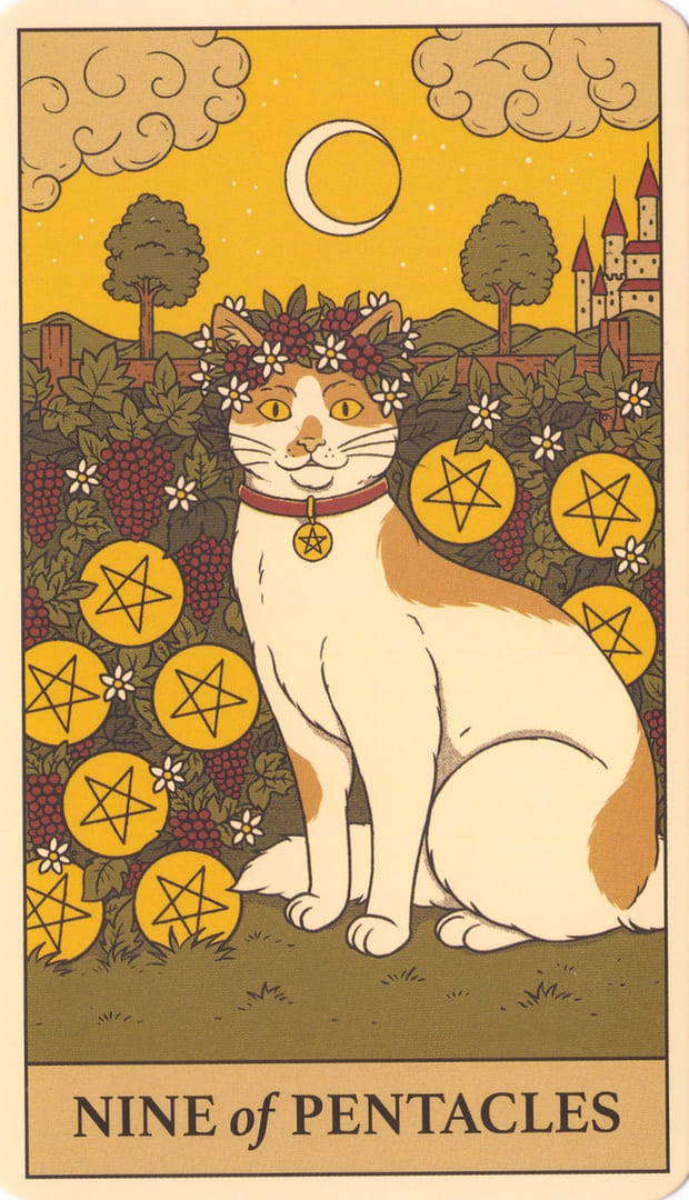 Девятка пентаклей — Cats Rule the Earth Tarot