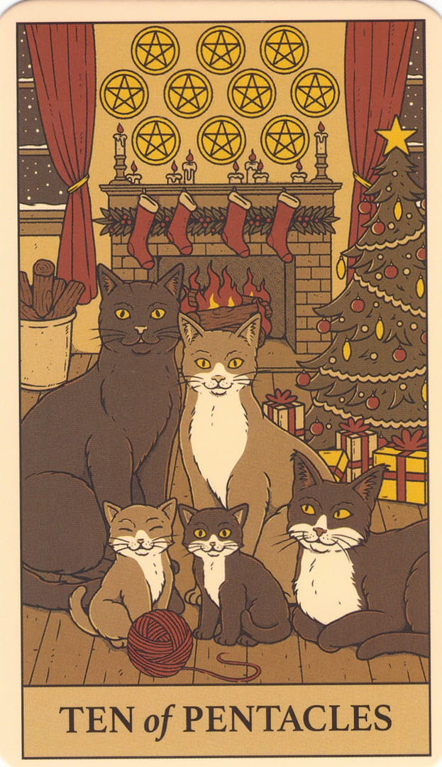 Десятка пентаклей — Cats Rule the Earth Tarot