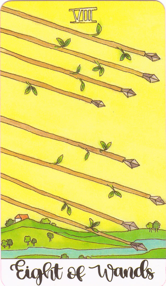 Восьмёрка жезлов — Таро Кристальных Единорогов