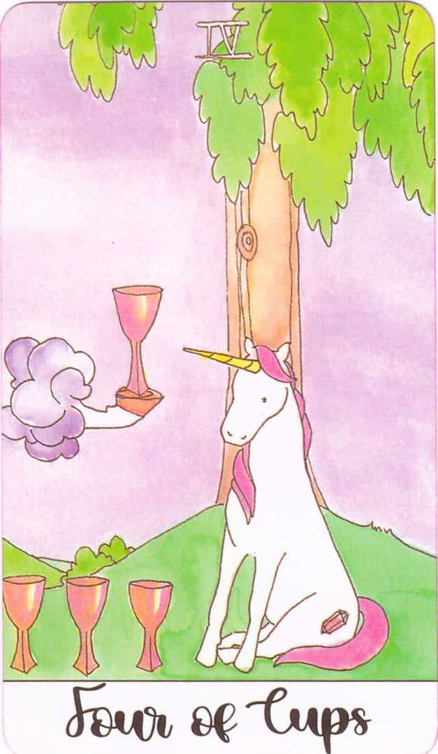 Четверка чаш — Таро Кристальных Единорогов