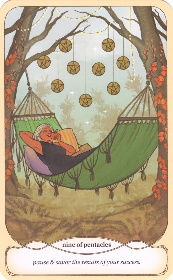 Девятка пентаклей — Уютное Таро Ведьмы