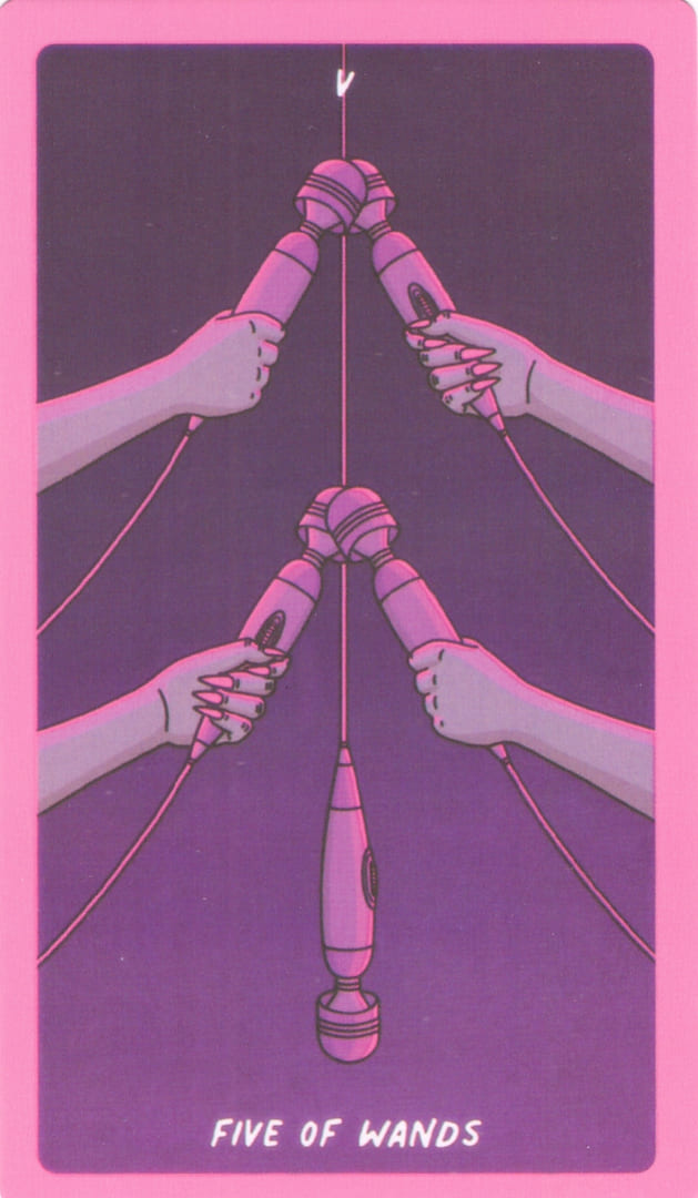 Пятёрка жезлов — Exotic Cancer Tarot