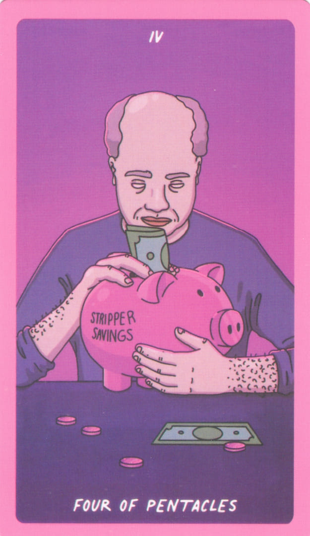 Четверка пентаклей — Exotic Cancer Tarot