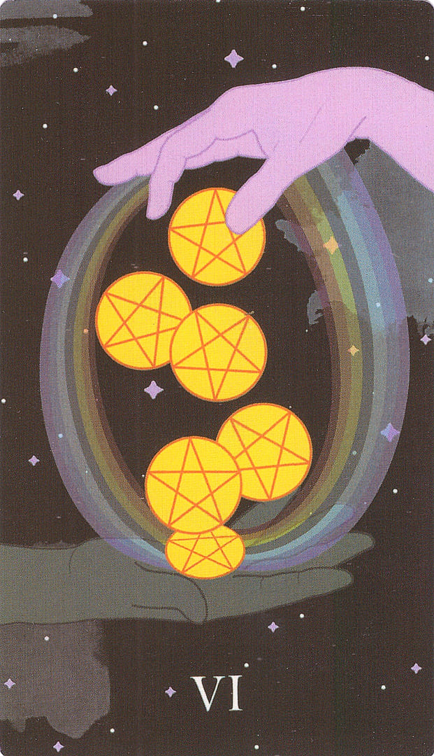 Шестёрка пентаклей — Cosmic Coven Tarot