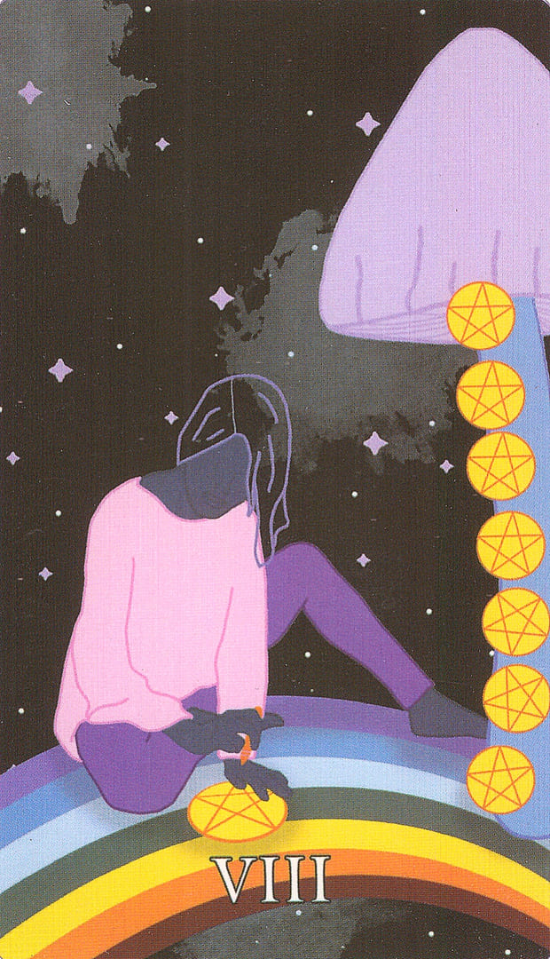 Восьмёрка пентаклей — Cosmic Coven Tarot