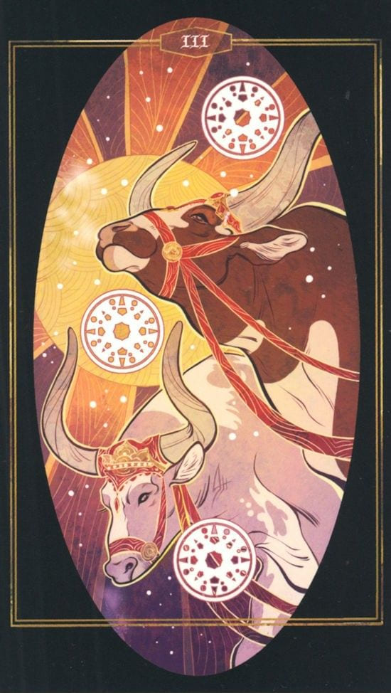 Тройка пентаклей — Children of Litha Tarot