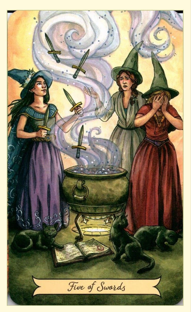 Пятёрка мечей — Everyday Witch Tarot