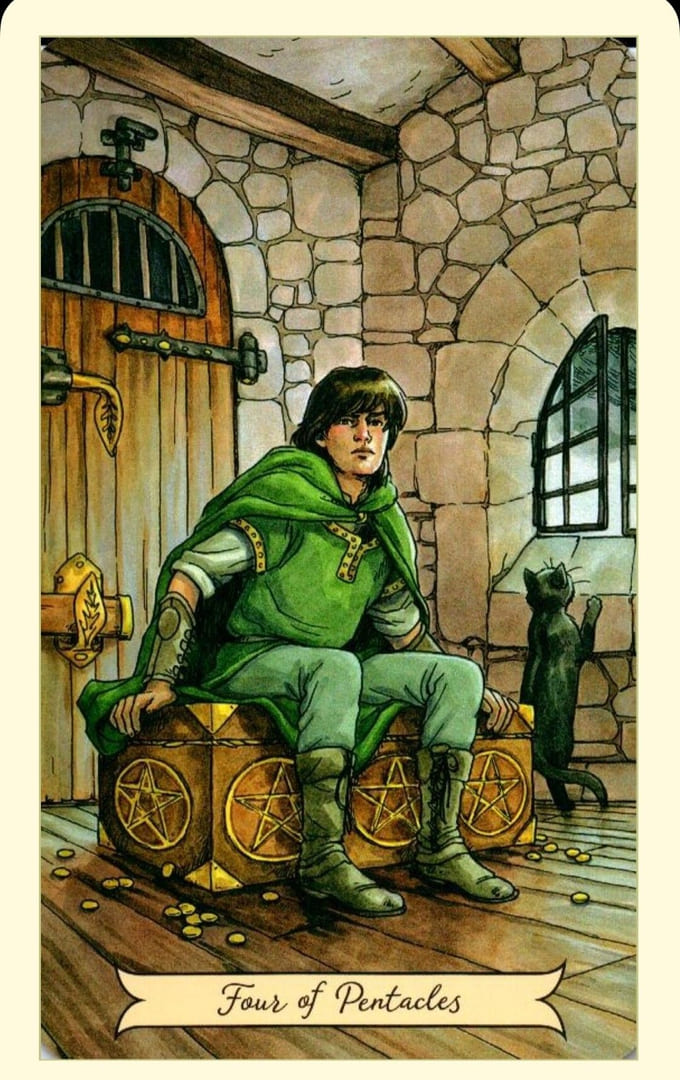 Четверка пентаклей — Everyday Witch Tarot