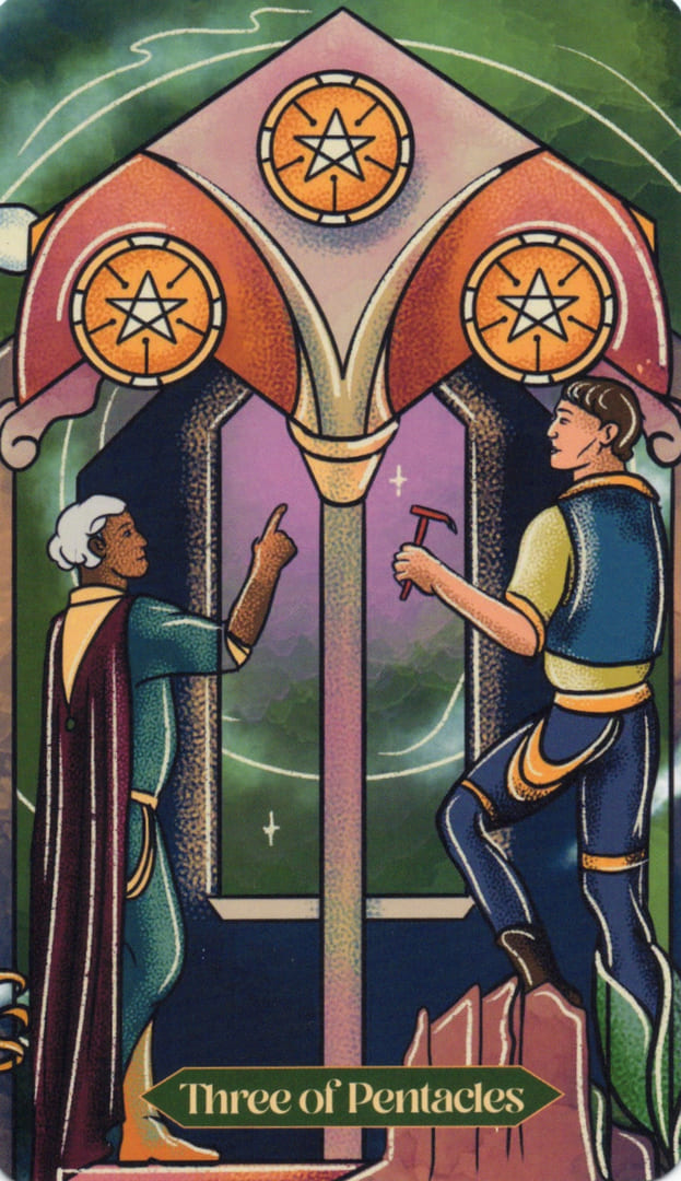 Тройка пентаклей — Dreamscapes Tarot