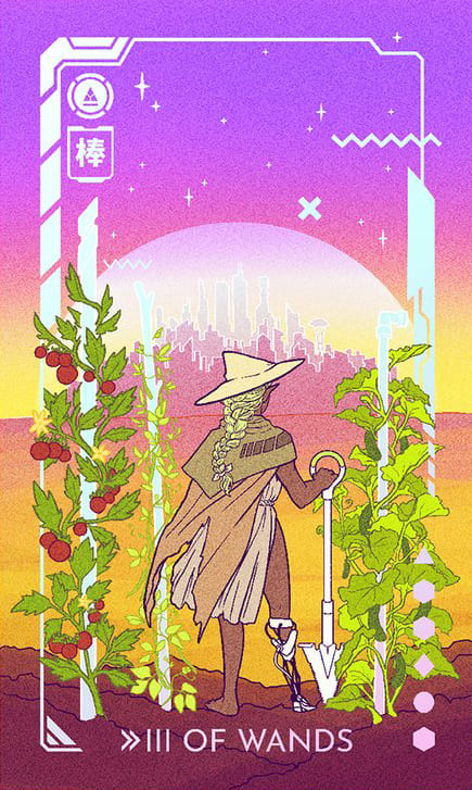 Тройка жезлов — Eldritch Overload Tarot