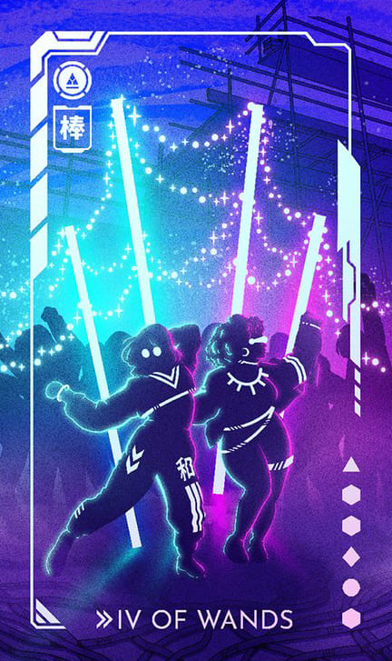 Четверка жезлов — Eldritch Overload Tarot