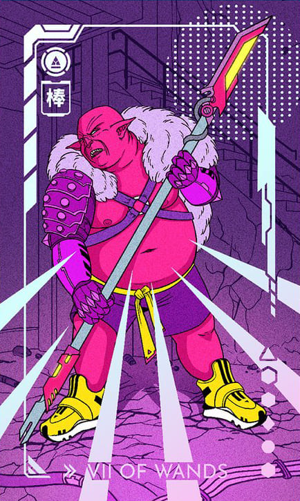 Семёрка жезлов — Eldritch Overload Tarot