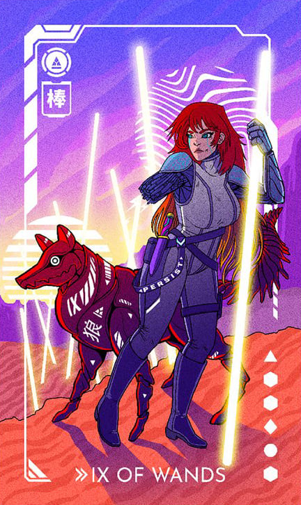 Девятка жезлов — Eldritch Overload Tarot