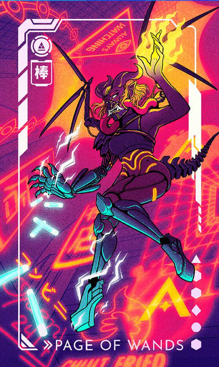 Паж жезлов — Eldritch Overload Tarot