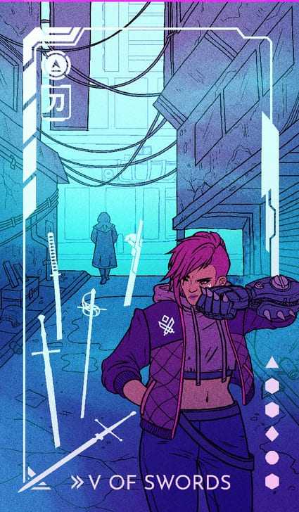 Пятёрка мечей — Eldritch Overload Tarot