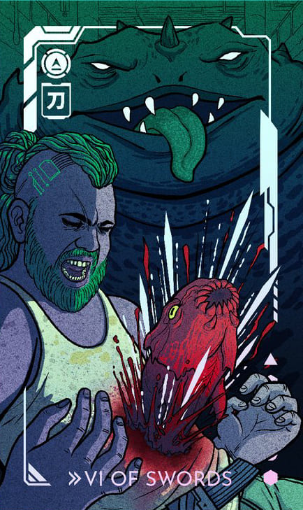 Шестёрка мечей — Eldritch Overload Tarot