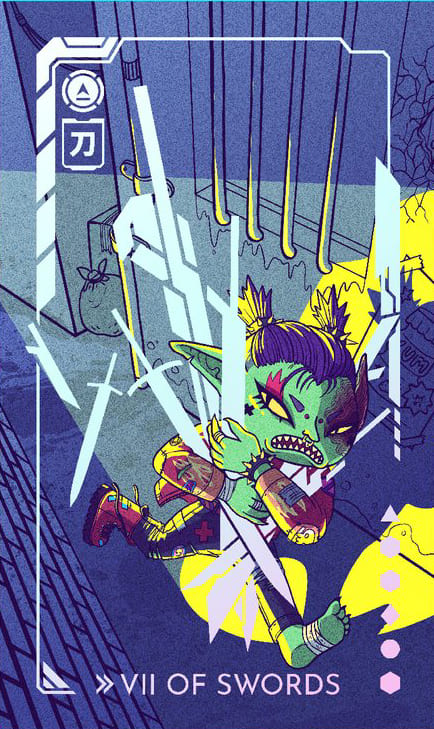 Семёрка мечей — Eldritch Overload Tarot