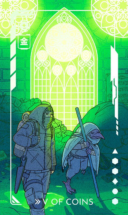 Пятёрка пентаклей — Eldritch Overload Tarot