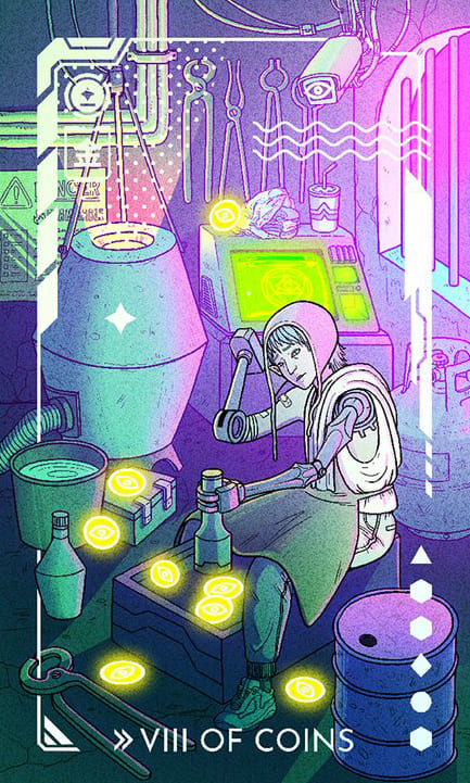 Восьмёрка пентаклей — Eldritch Overload Tarot