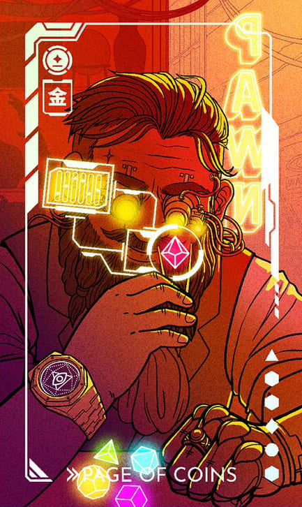 Паж пентаклей — Eldritch Overload Tarot